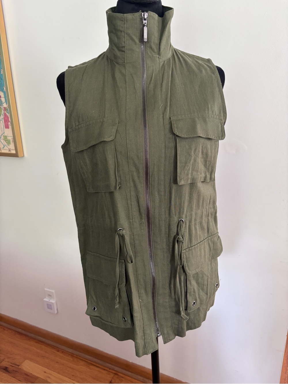 Sequin Hearts Olive Green Utility Cargo Vest